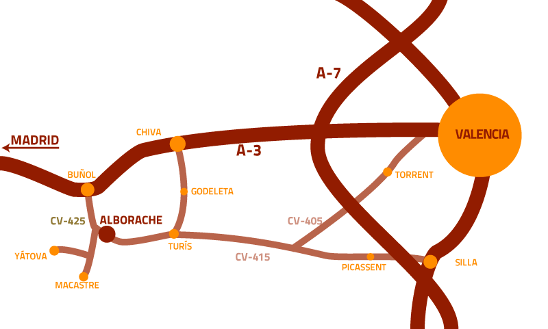 mapa autovia A3 hasta Alborache